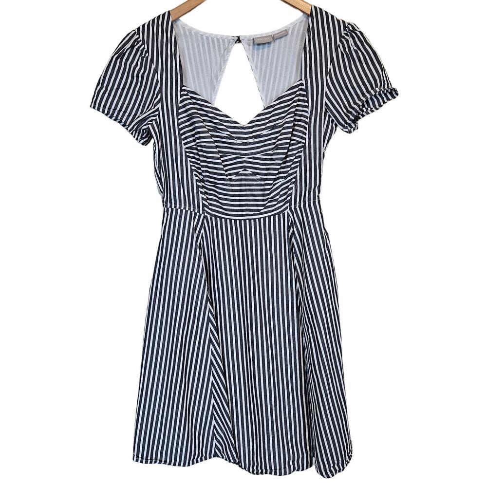 eShakti Striped Sweetheart Neckline‎ Fit and Flare Dress Women's Small Nautical